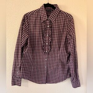 Brooks Brothers 346 Women’s Plaid Ruffle Shirt NWOT Size 12